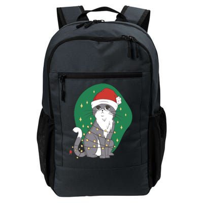 Christmas Lights Cute Cat Daily Commute Backpack