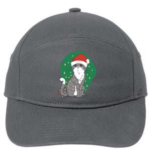 Christmas Lights Cute Cat 7-Panel Snapback Hat