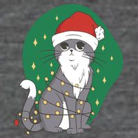 Christmas Lights Cute Cat 7-Panel Snapback Hat