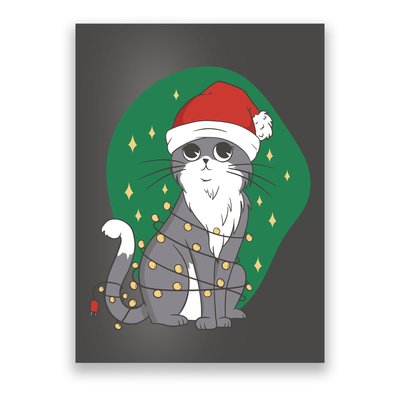 Christmas Lights Cute Cat Poster