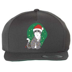 Christmas Lights Cute Cat Wool Snapback Cap