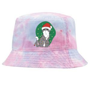 Christmas Lights Cute Cat Tie-Dyed Bucket Hat