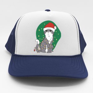 Christmas Lights Cute Cat Trucker Hat