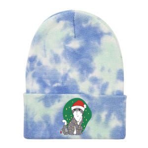 Christmas Lights Cute Cat Tie Dye 12in Knit Beanie