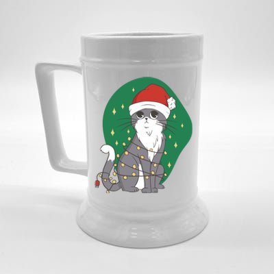 Christmas Lights Cute Cat Beer Stein