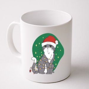 Christmas Lights Cute Cat Coffee Mug