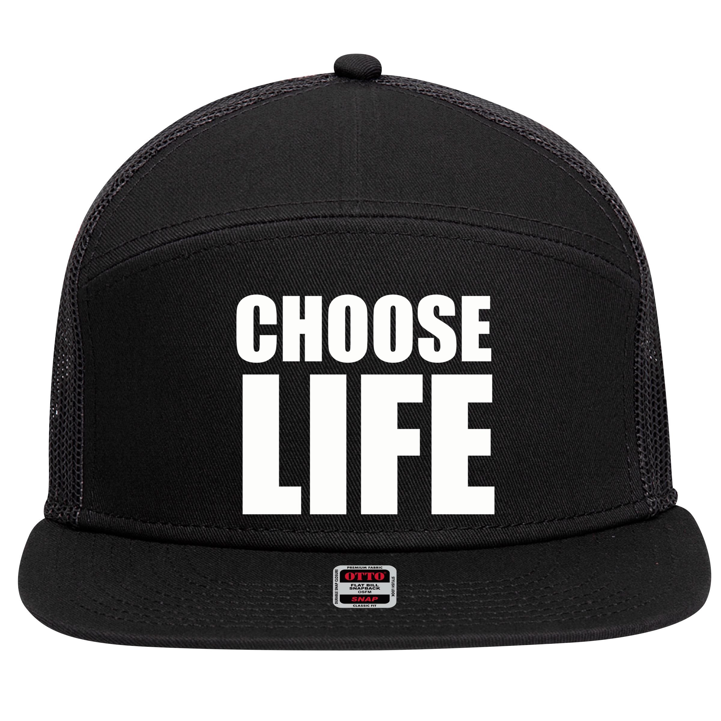 Choose Life 7 Panel Mesh Trucker Snapback Hat