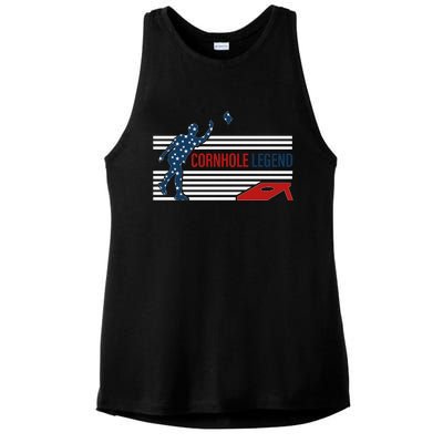 Cornhole Legend Champion Funny Cornhole Team Player Bean Bag Corn Hole Toss Game Ladies PosiCharge Tri-Blend Wicking Tank