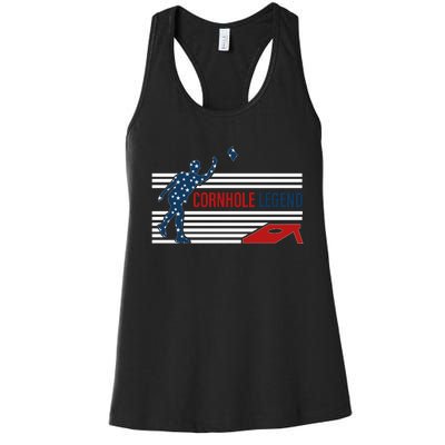 Cornhole Legend Champion Funny Cornhole Team Player Bean Bag Corn Hole Toss Game Women's Racerback Tank