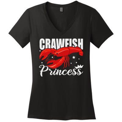 Cute Lobster Crayfish Lover Ladies Crawfish Princess Women's V-Neck T-Shirt