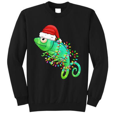 Christmas Lights Chameleon Wearing Xmas Hat Chameleon Lover Sweatshirt