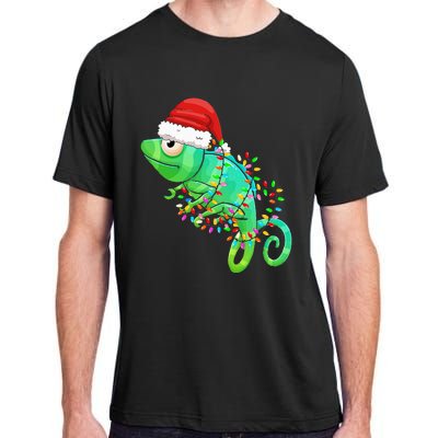 Christmas Lights Chameleon Wearing Xmas Hat Chameleon Lover Adult ChromaSoft Performance T-Shirt