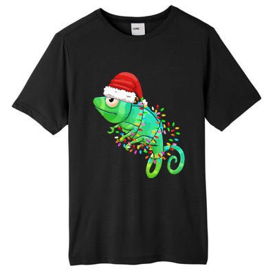 Christmas Lights Chameleon Wearing Xmas Hat Chameleon Lover Tall Fusion ChromaSoft Performance T-Shirt