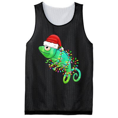 Christmas Lights Chameleon Wearing Xmas Hat Chameleon Lover Mesh Reversible Basketball Jersey Tank