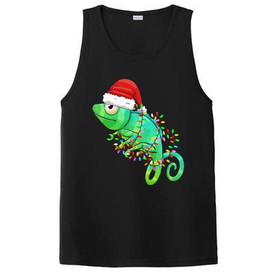 Christmas Lights Chameleon Wearing Xmas Hat Chameleon Lover PosiCharge Competitor Tank