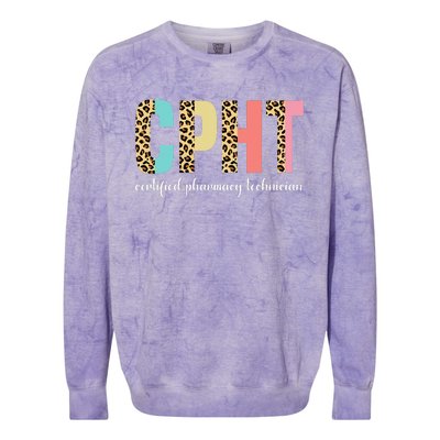 CPHT Leopard Certified Pharmacy Technician Colorblast Crewneck Sweatshirt