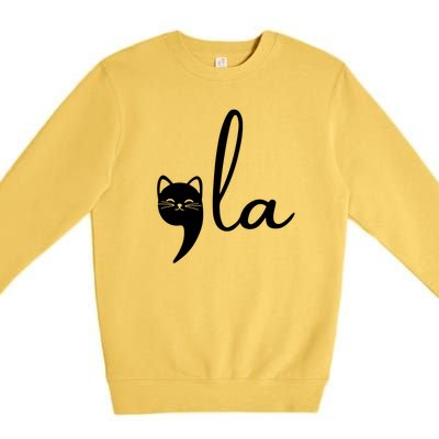 Comma La Cat Lady Kamala Harris Premium Crewneck Sweatshirt