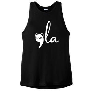 Comma La Cat Lady Kamala Harris Ladies PosiCharge Tri-Blend Wicking Tank