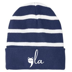 Comma La Cat Lady Kamala Harris Striped Beanie with Solid Band