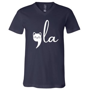 Comma La Cat Lady Kamala Harris V-Neck T-Shirt