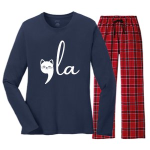 Comma La Cat Lady Kamala Harris Women's Long Sleeve Flannel Pajama Set 