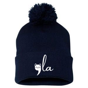 Comma La Cat Lady Kamala Harris Pom Pom 12in Knit Beanie