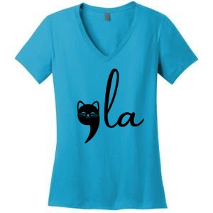 Comma La Cat Lady Kamala Harris Women's V-Neck T-Shirt