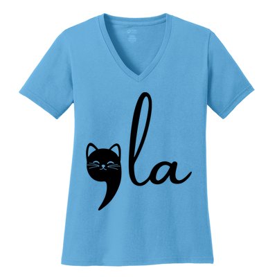 Comma La Cat Lady Kamala Harris Women's V-Neck T-Shirt