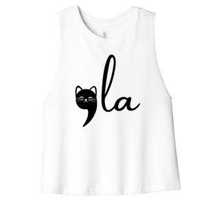 Comma La Cat Lady Kamala Harris Women's Racerback Cropped Tank