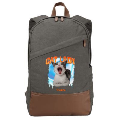 Cat Lady Cotton Canvas Backpack