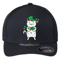 Cat Leprechaun Cat Lover Shamrock St Patrick's Day Flexfit Unipanel Trucker Cap