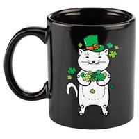 Cat Leprechaun Cat Lover Shamrock St Patrick's Day 11oz C Handle Ceramic Mug