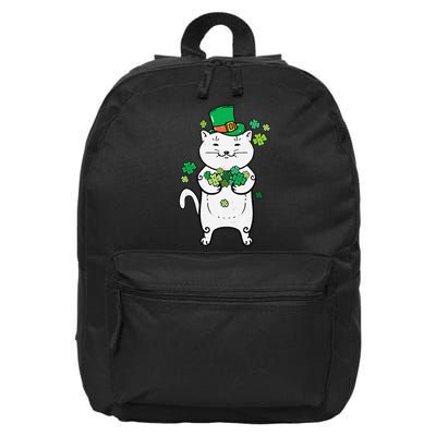 Cat Leprechaun Cat Lover Shamrock St Patrick's Day 16 in Basic Backpack