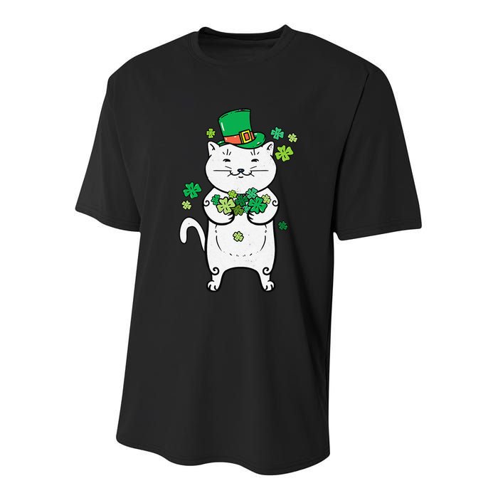 Cat Leprechaun Cat Lover Shamrock St Patrick's Day Youth Performance Sprint T-Shirt