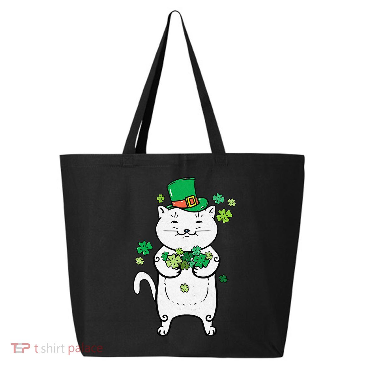 Cat Leprechaun Cat Lover Shamrock St Patrick's Day 25L Jumbo Tote