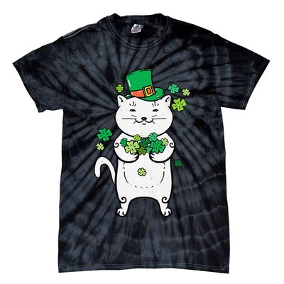 Cat Leprechaun Cat Lover Shamrock St Patrick's Day Tie-Dye T-Shirt