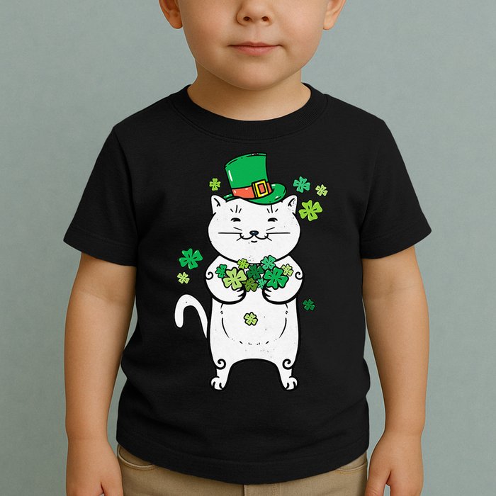 Cat Leprechaun Cat Lover Shamrock St Patrick's Day Toddler T-Shirt