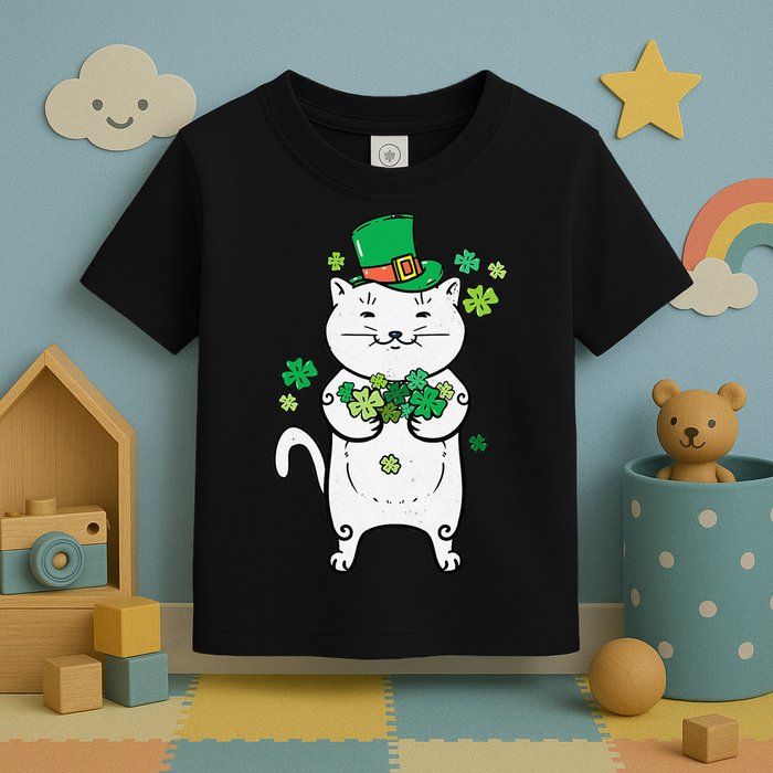 Cat Leprechaun Cat Lover Shamrock St Patrick's Day Toddler T-Shirt