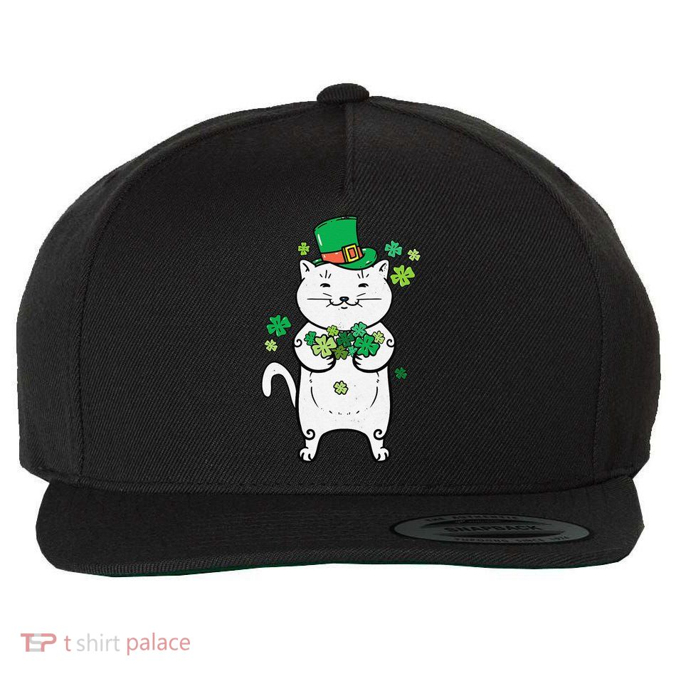 Cat Leprechaun Cat Lover Shamrock St Patrick's Day Wool Snapback Cap