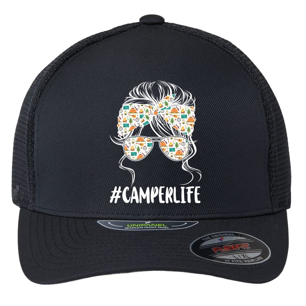 Camper Life Camping Lover Gift Flexfit Unipanel Trucker Cap
