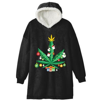 Cannabis Leaf Christmas Tree Hooded Wearable Blanket