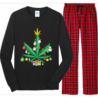 Cannabis Leaf Christmas Tree Long Sleeve Pajama Set