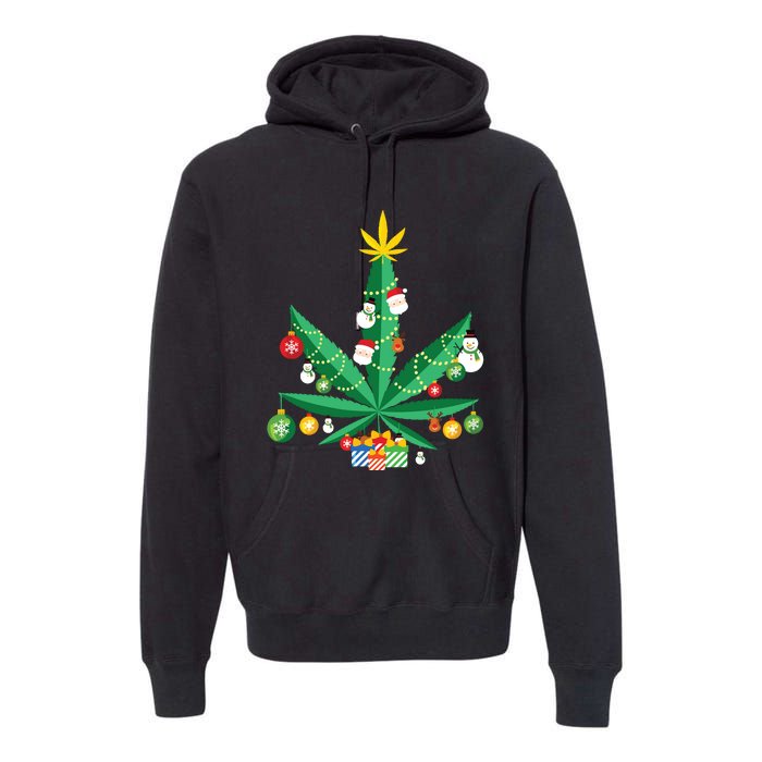 Cannabis Leaf Christmas Tree Premium Hoodie