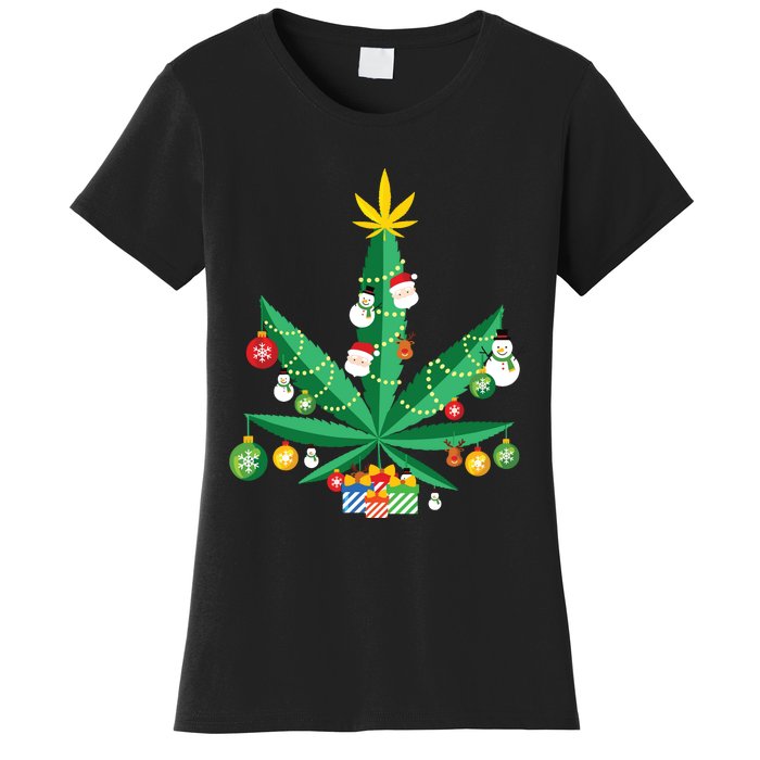 Cannabis Leaf Christmas Tree Women's T-Shirt