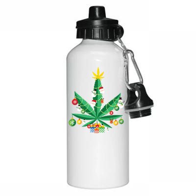 Cannabis Leaf Christmas Tree Aluminum Water Bottle 