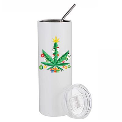 Cannabis Leaf Christmas Tree Stainless Steel Tumbler