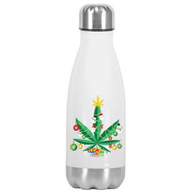 Cannabis Leaf Christmas Tree Stainless Steel Insulated Water Bottle