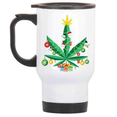 Cannabis Leaf Christmas Tree Stainless Steel Travel Mug