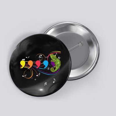 Chameleon Lizard Colorful Musical Notes Comma Animal Lover Button