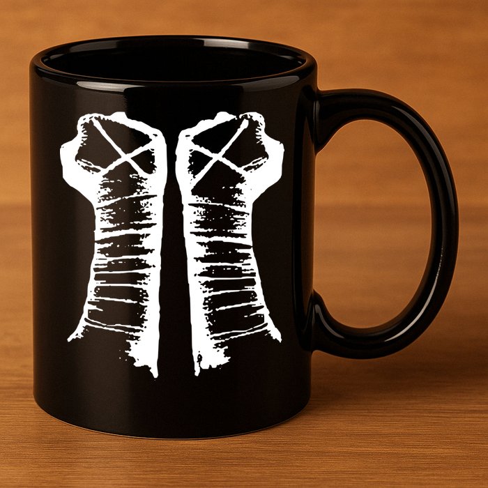 Chalk Line Cm Punk Fists Straight Edge 11oz C Handle Ceramic Mug